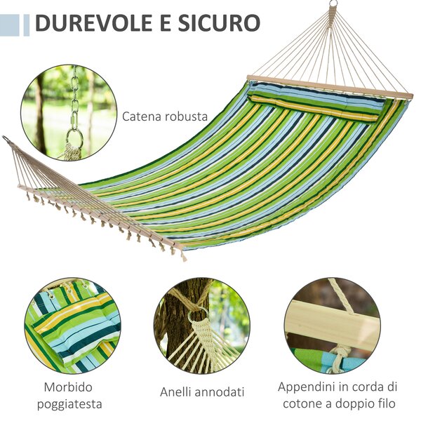 Outsunny Amaca da Giardino per 1-2 Persone Max 300kg da Interni ed Esterni con Cuscino Removibile 400x140cm|Aosom