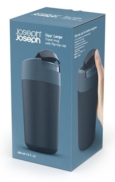 Tazza da viaggio blu scuro-antracite 450 ml Sipp - Joseph Joseph