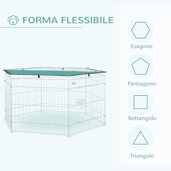 PawHut Recinto per Animali Domestici con Copertura Impermeabile 6 Moduli 59 x 60cm|Aosom