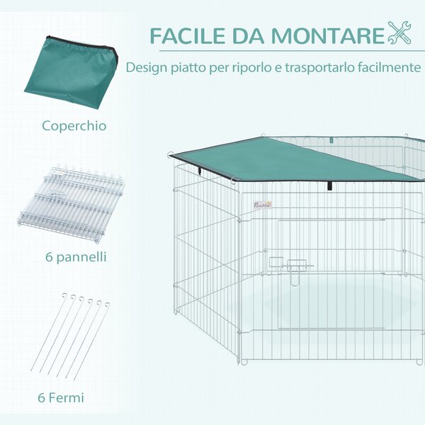 PawHut Recinto per Animali Domestici con Copertura Impermeabile 6 Moduli 59 x 60cm|Aosom