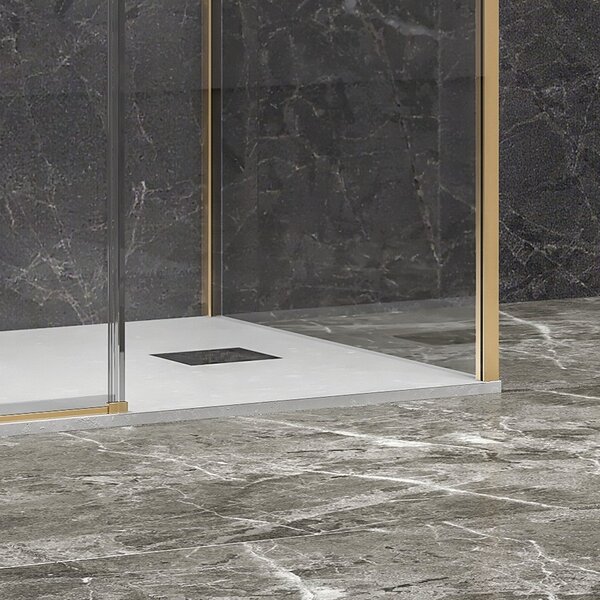 Kamalu box doccia 3 lati 70x120x70 oro satinato anta scorrevole | kla-4000g