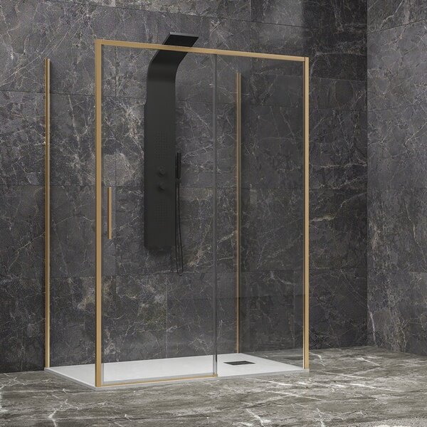Kamalu box doccia 3 lati 70x120x70 oro satinato anta scorrevole | kla-4000g