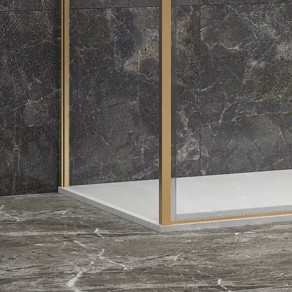 Kamalu box doccia 3 lati 70x120x70 oro satinato anta scorrevole | kla-4000g