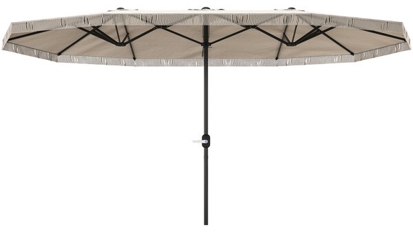 Outsunny Ombrellone Doppio a 12 Stecche con Manovella, in Poliestere e Acciaio, 450x265x260 cm, Bianco Crema