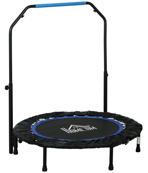 HOMCOM Mini Trampolino Fitness Ø102 cm Pieghevole con Manubrio Regolabile in Altezza, Blu