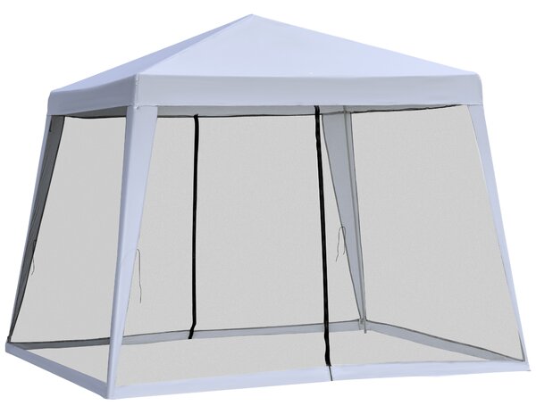 Outsunny Gazebo Giardino 3x3m con Zanzariera, Copertura in Poliestere e Struttura in Metallo, Grigio