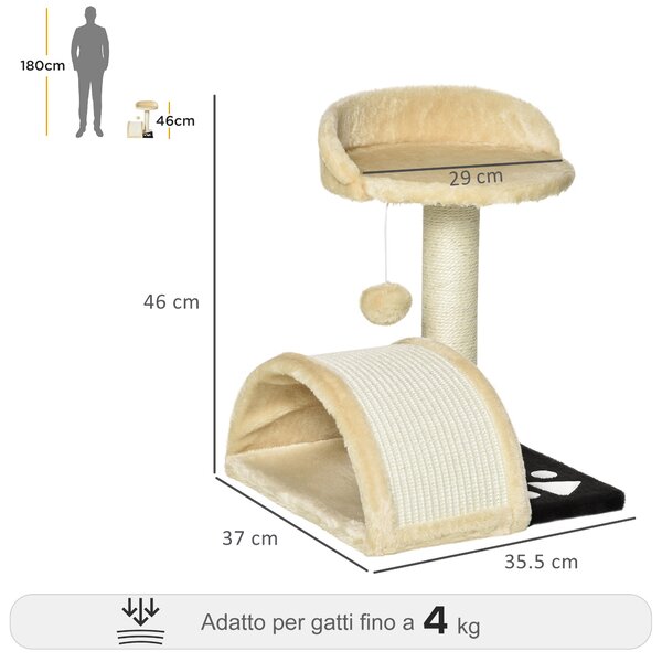 PawHut Albero Tiragraffi per Gatti per Gioco e Relax 35.5x37x46 cm Beige