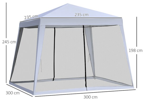 Outsunny Gazebo Giardino 3x3m con Zanzariera, Copertura in Poliestere e Struttura in Metallo, Grigio
