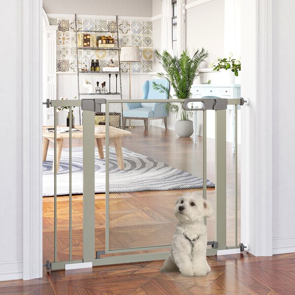 PawHut Cancellino per Cani Estensibile a Pressione con Chiusura Automatica, 75-103x76 cm, Grigio