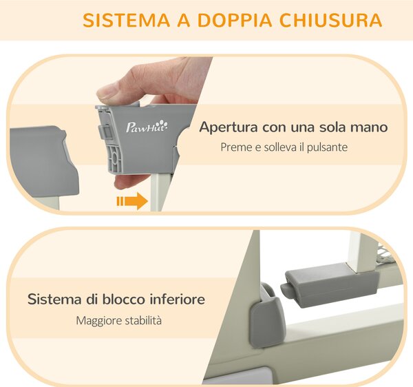 PawHut Cancellino per Cani Estensibile a Pressione con Chiusura Automatica, 75-103x76 cm, Grigio