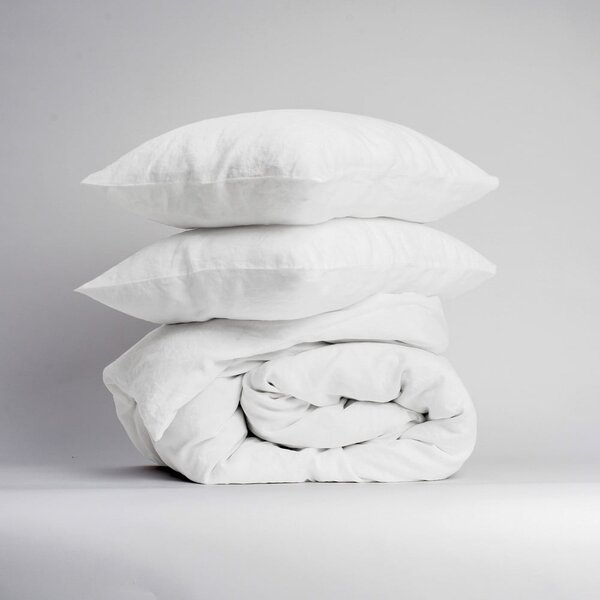 Set bianco per letto matrimoniale (copripiumino e federe) 200x200 cm - Linen Tales