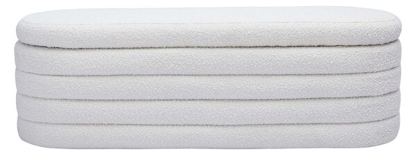 Panca con vano portaoggetti in tessuto effetto lana bouclée bianco L 125 cm NAVY