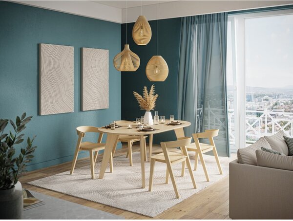 Tavolo da pranzo con piano in rovere decorato in colore naturale 100x180 cm Lago - TemaHome