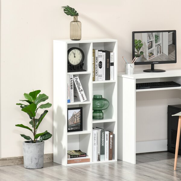 HOMCOM Libreria Moderna a Cubi con 7 Ripiani, in Legno Truciolato, 50x24x106 cm, Bianca|Aosom