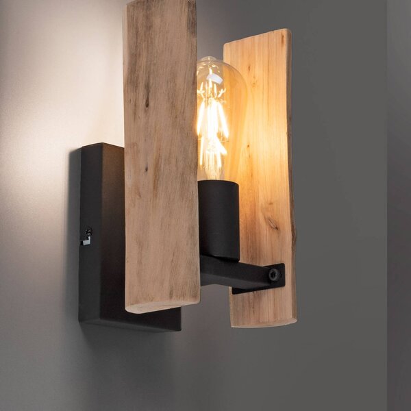 JUST LIGHT. GmbH Applique Log, dimmerabile, Legno chiaro, Soggiorno / Sala da pranzo, Alluminio, Campagna / Rustiche, Applique