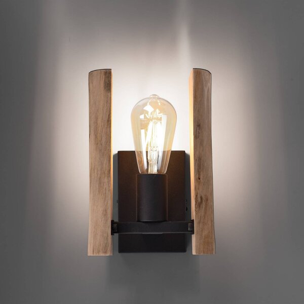 JUST LIGHT. GmbH Applique Log, dimmerabile, Legno chiaro, Soggiorno / Sala da pranzo, Alluminio, Campagna / Rustiche, Applique