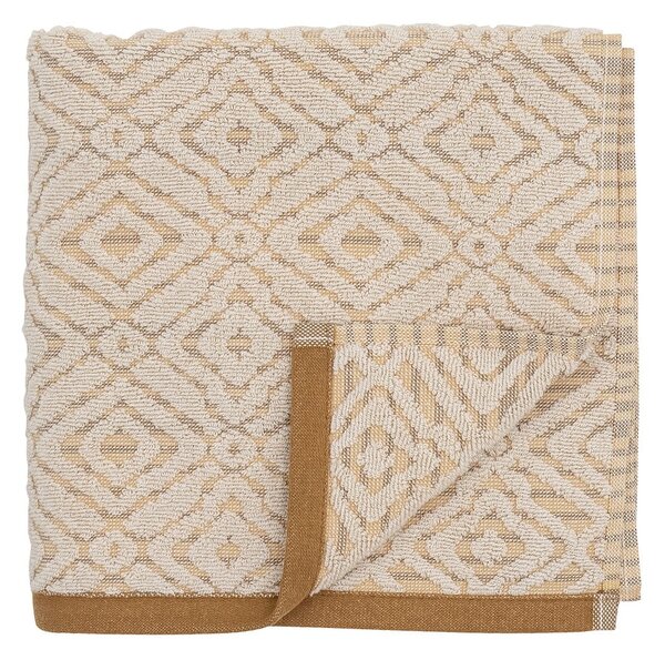 Asciugamano in cotone color senape-crema 100x50 cm Malou - Bloomingville
