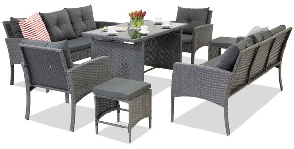Mobili da giardino in tecnorattan con pouf Bari Apetito 8 Garden Point antracite