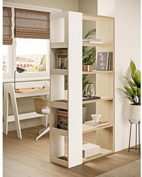 Libreria bianca in rovere 90x188 cm Ella - TemaHome