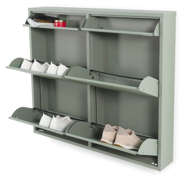 Scarpiera verde polveroso in metallo con ante ribaltabili 98x86x15 cm Billy – Spinder Design