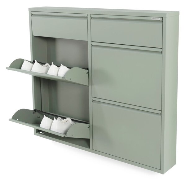 Scarpiera verde polveroso in metallo con ante ribaltabili 98x86x15 cm Billy – Spinder Design