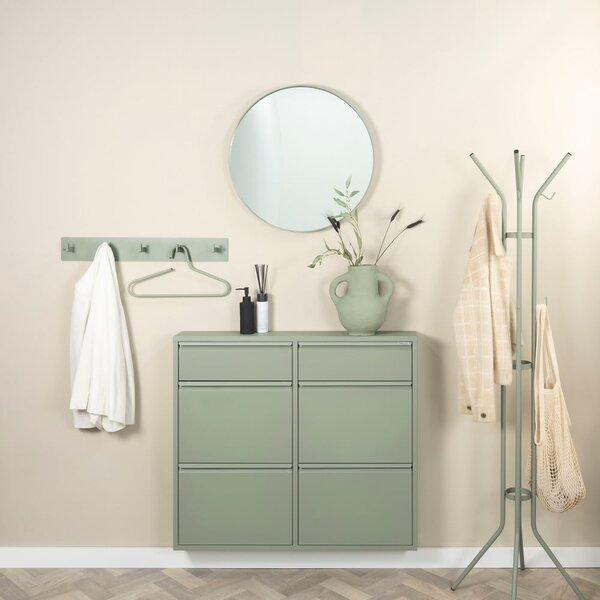 Scarpiera verde polveroso in metallo con ante ribaltabili 98x86x15 cm Billy – Spinder Design