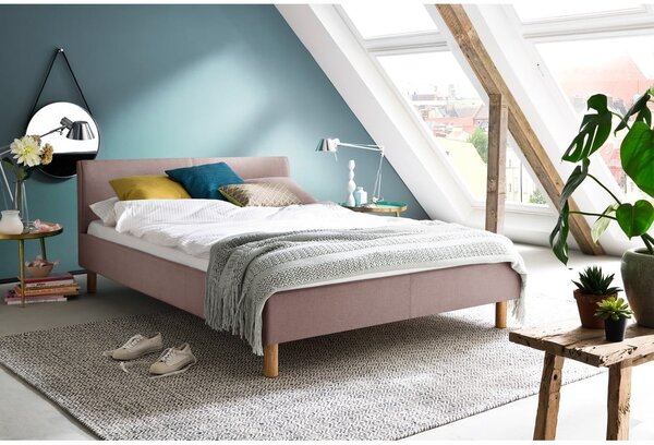 Letto matrimoniale imbottito rosa rete non inclusa 140x200 cm Lena – Meise Möbel