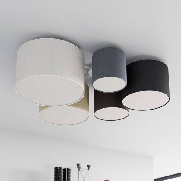 Plafoniera soffitto Laurenz Lindby, dimmerabile, Alluminio / Grigio / Zincato, Soggiorno / Sala da pranzo, Tessuto / Stoffa / Seta, Moderno, Plafoniera
