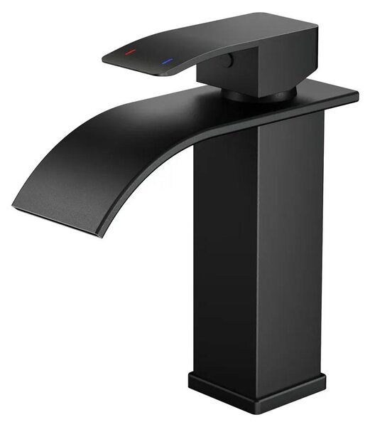 Rubinetto a cascata per lavabo - Miscelatore monocomando - Montaggio a incasso - Acciaio inossidabile 304 - Valvola in ottone - Resistente agli schizzi - Nero