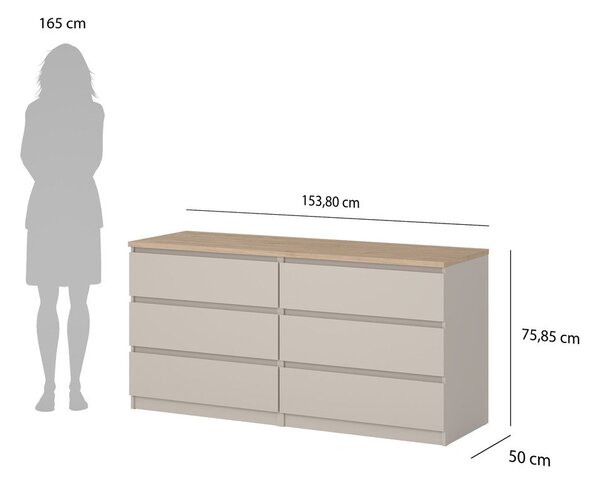Cassettiera color crema 154x76x50 cm Naia – Tvilum