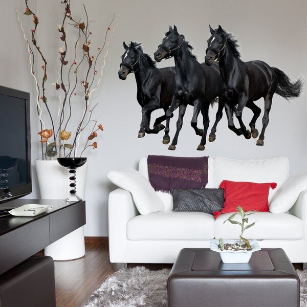 Adesivo da parete - Tre cavalli neri