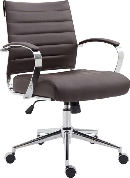 Sedia ergonomica da ufficio, sedia da ufficio - Comfort regolabile, struttura cromata | Materiale: Pelle finta. Colore: marrone