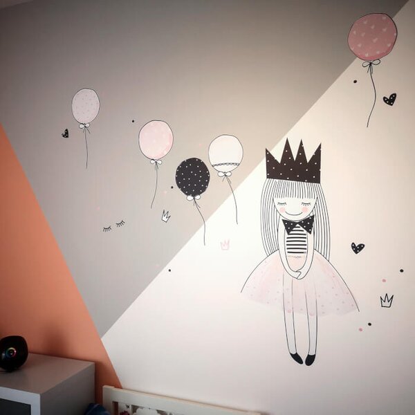 Adesivo per bambina - Principessa con palloncini