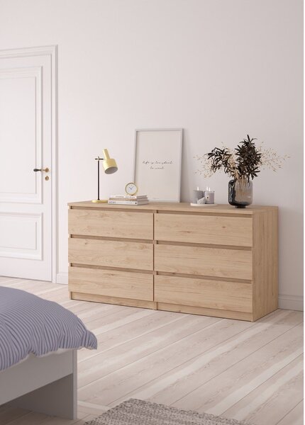 Cassettiera di colore naturale con effetto rovere 154x76x50 cm Naia – Tvilum