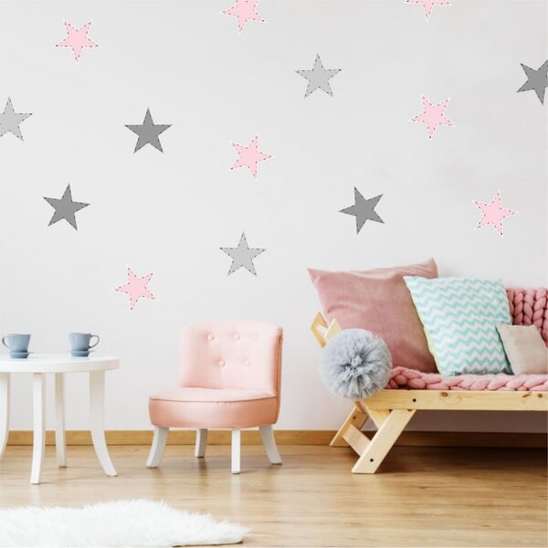 Adesivi da parete a forma di stella rosa chiaro