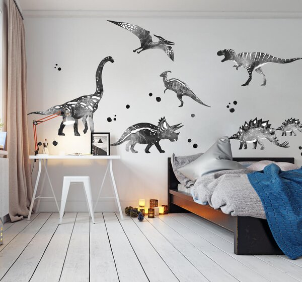 Adesivi da parete - Dinosauri in bianco e nero