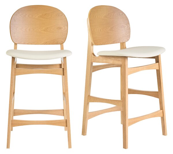 Sgabelli scandinavi in legno chiaro frassino e bianco (lotto di 2) ELTON