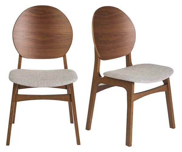 Sedie scandinave in legno scuro e tessuto grigio chiaro (set di 2) ELTON