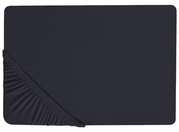 Lenzuolo con angoli cotone nero 140 x 200 cm con bordi elastici modello classico a tinta unita camera da letto classica Beliani