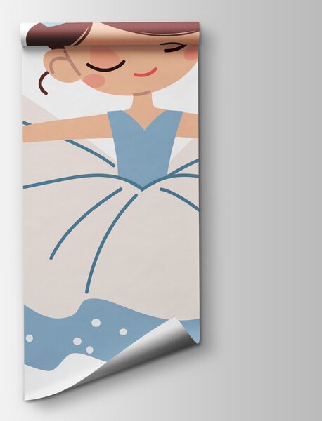 Carta da parati Gruppo di ragazze con tutù blu e bianchi, Carta da parati per Bambini, Carta da parati popolare, w04864v1 - Tapeko.it