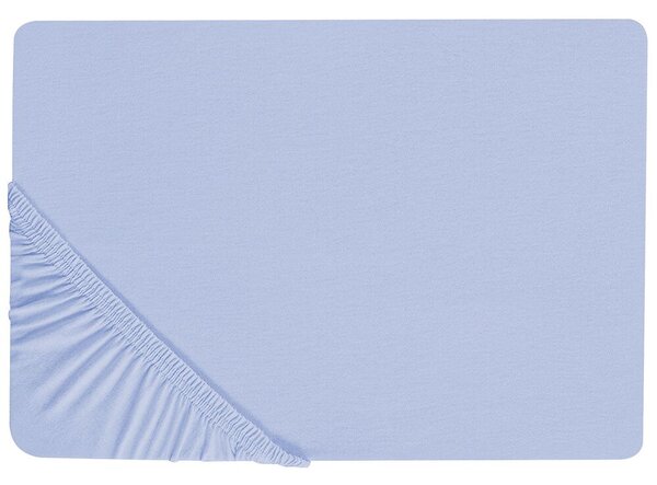 Lenzuolo con angoli cotone azzurro 90 x 200 cm con bordi elastici modello classico a tinta unita camera da letto classica Beliani