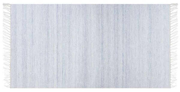 Tappeto in PET riciclato colore azzurro con frange 80 x 150 cm interno esterno Beliani