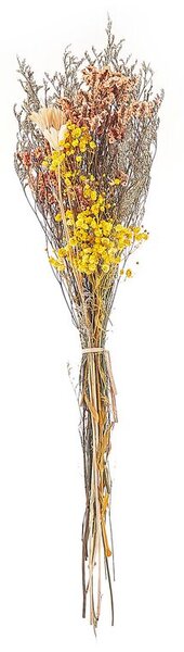 Mazzo di fiori secchi decorativi di colore arancione e giallo 65 cm e  avvolti in carta decorativa Beliani
