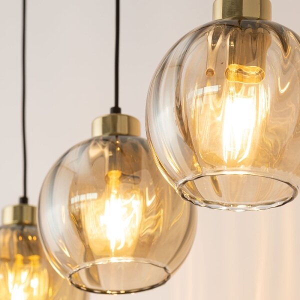 Lampadario LED a sospensione DEVI 3xE27/15W/230V nero/beige fumé