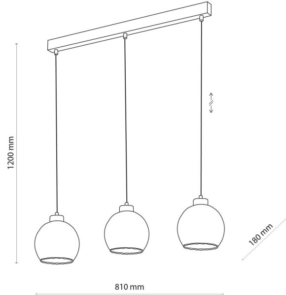 Lampadario LED a sospensione DEVI 3xE27/15W/230V nero/beige fumé