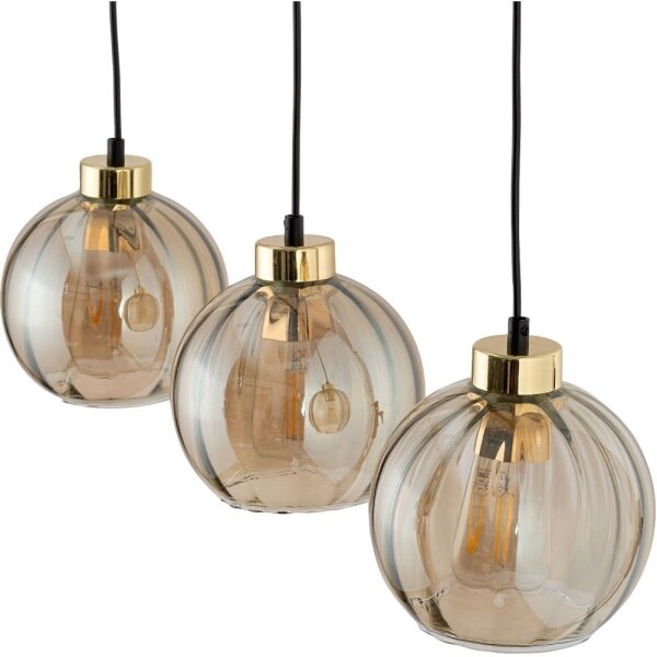 Lampadario LED a sospensione DEVI 3xE27/15W/230V nero/beige fumé