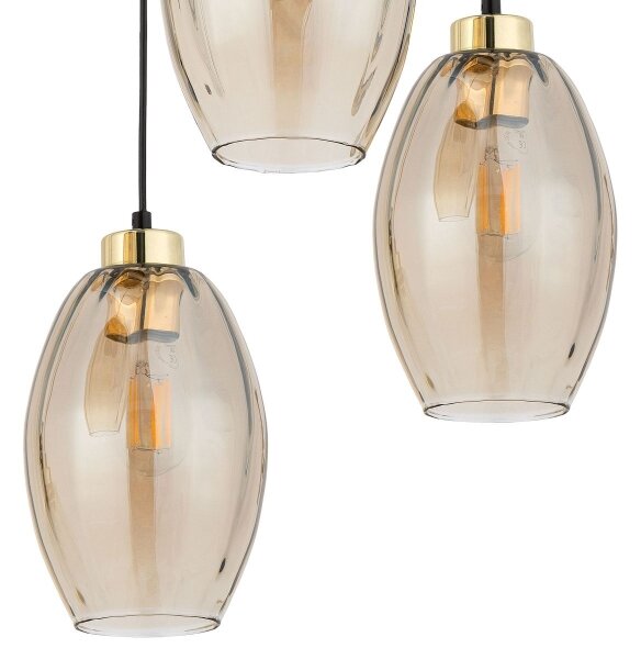 Lampadario LED sospeso a cavo SEBO 3xE27/15W/230V nero/beige fumé