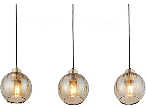 Lampadario LED a sospensione DEVI 3xE27/15W/230V nero/beige fumé