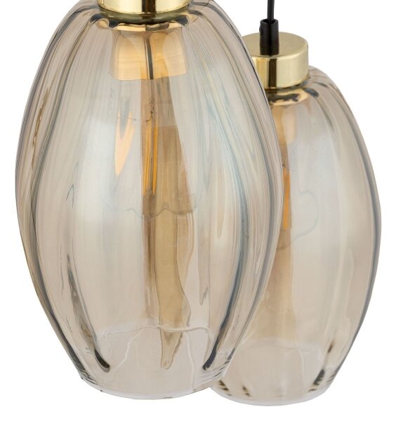 Lampadario LED sospeso a cavo SEBO 3xE27/15W/230V nero/beige fumé