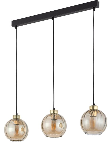 Lampadario LED a sospensione DEVI 3xE27/15W/230V nero/beige fumé